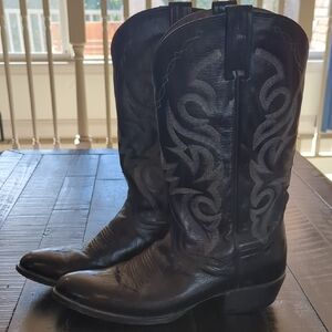 Dan Post Milwaukee Black Leather Cowboy Boots